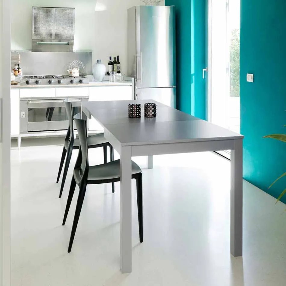 Wysuwany stół z nogami z drewna bukowego, L130 / 210xP80cm, Denisio Viadurini