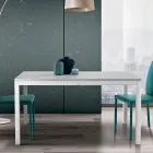 Rozkładany stół z białymi metalowymi nogami i blatem z melaminy - Shaila Viadurini