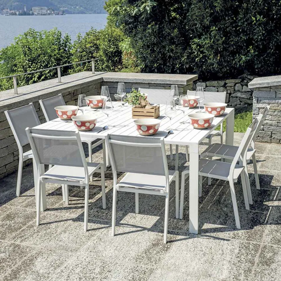 Rozkładany stół z przesuwanymi nogami i aluminiowym blatem - Supernova Viadurini