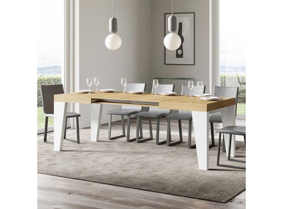 Rozkładany stół z blatem i podstawą w 2 różnych wykończeniach Made in Italy - Flower Viadurini