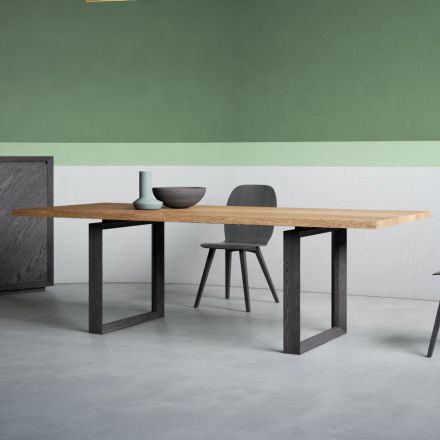 Rozkładany stół z korowanym blatem i krawędzią Made in Italy - Aravis Viadurini