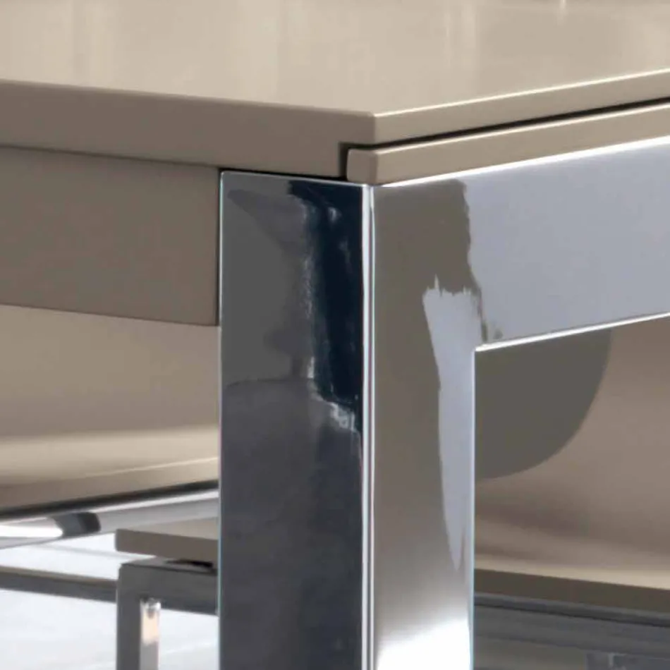 Rozkładany stół z blatem z drewna orzechowego Tanganika i metalowymi nogami - Ketla Viadurini