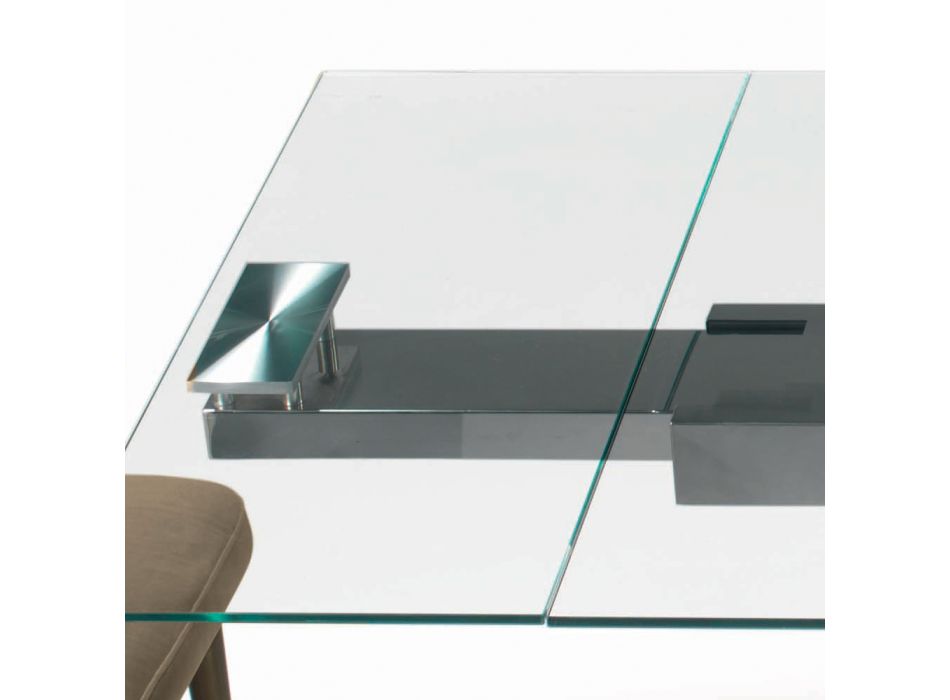 Rozkładany stół ze szklanym blatem Made in Italy - Equatore Viadurini