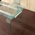 Stół rozkładany Lord z blatem ze szkła hartowanego Viadurini