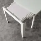 Rozkładany stół z nowoczesnym blatem ze szkła hartowanego Baltimora Viadurini