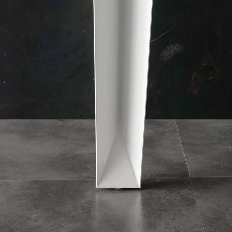 Rozkładany stół z nowoczesnym blatem ze szkła hartowanego Baltimora Viadurini