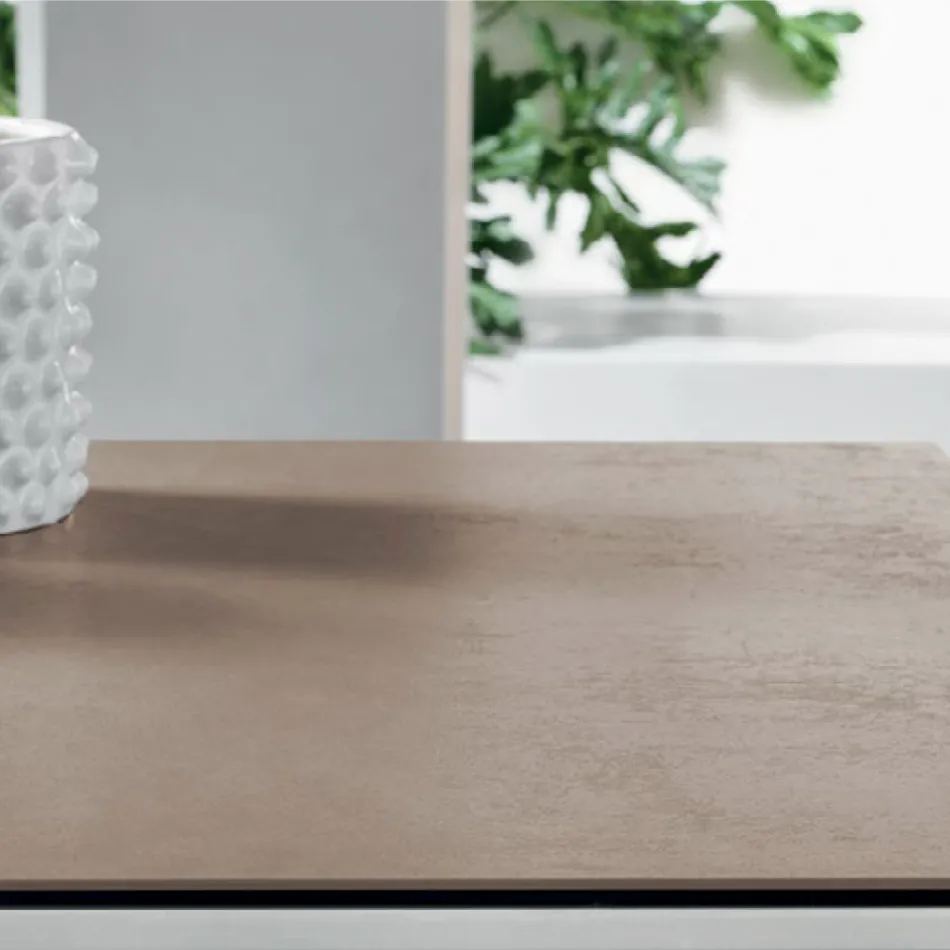 Rozkładany stół Fokos Terra z blatem ceramicznym w kolorze anyżowym Viadurini