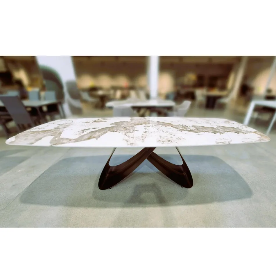 Stół rozkładany od 180 do 260 cm z gresu spiekanego z wykończeniem Pandora - Orion Viadurini