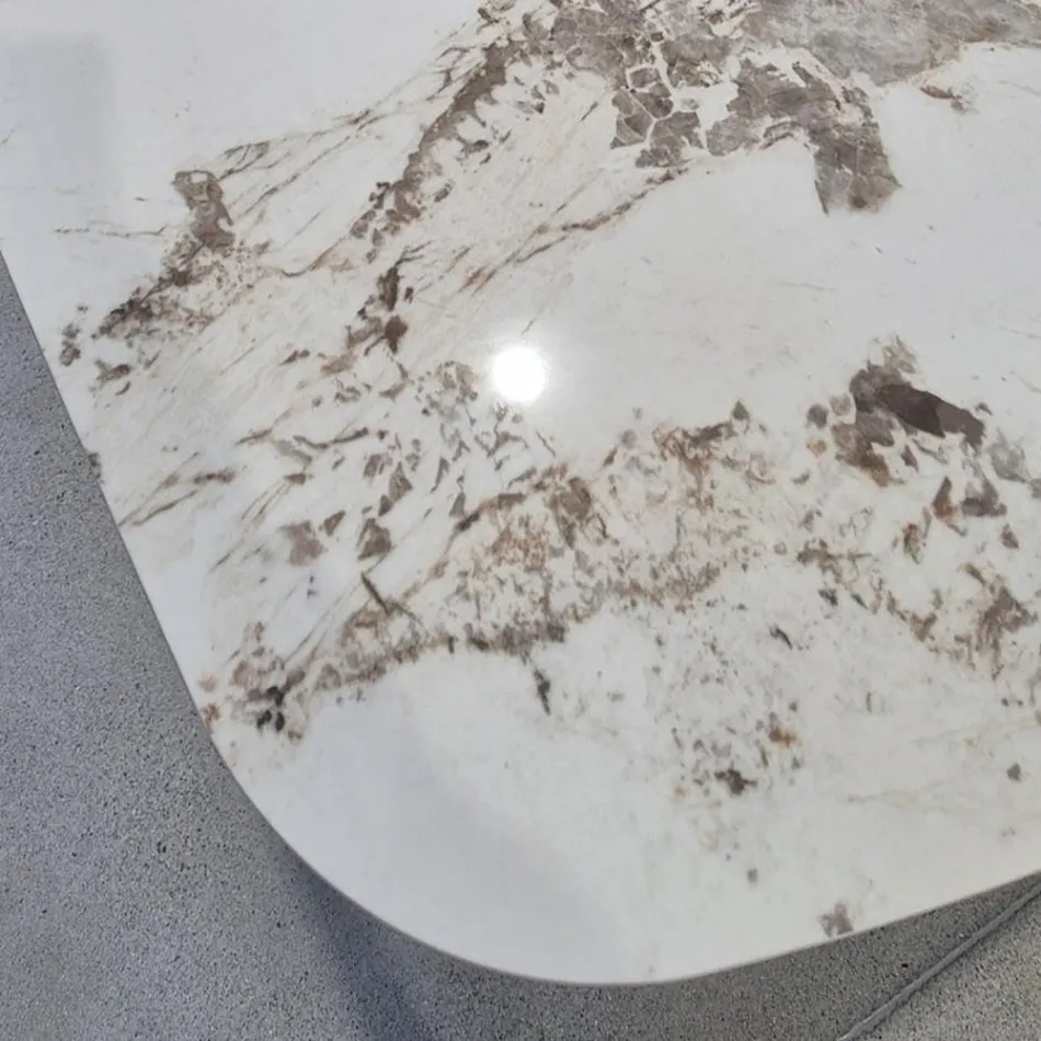 Stół rozkładany od 180 do 260 cm z gresu spiekanego z wykończeniem Pandora - Orion Viadurini