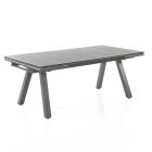 Rozkładany stół zewnętrzny z antracytowego aluminium i szklanego blatu - Aimer Viadurini