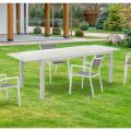 Rozkładany stół ogrodowy z białym aluminiowym blatem i podstawą - Parler