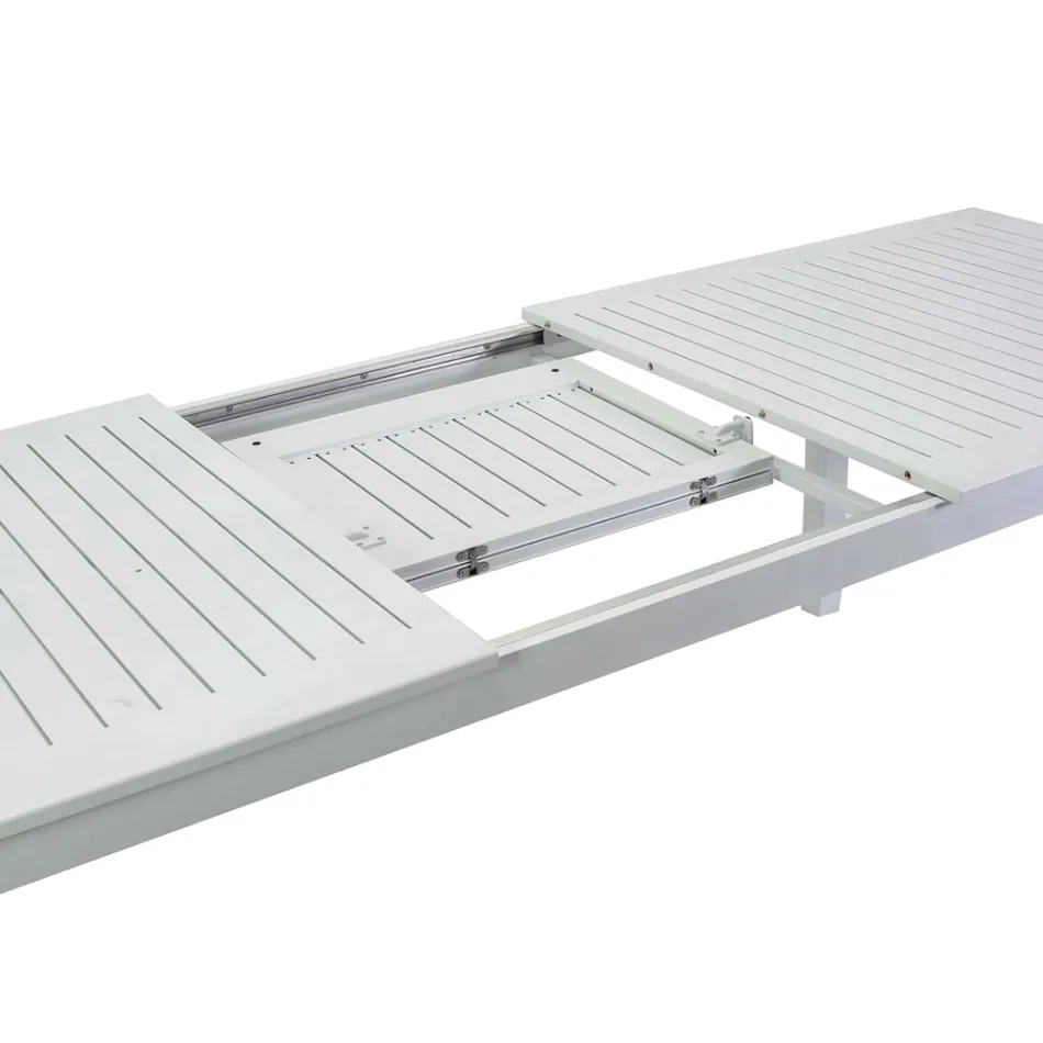 Rozkładany aluminiowy stół ogrodowy z blatem z listew - Passport Viadurini