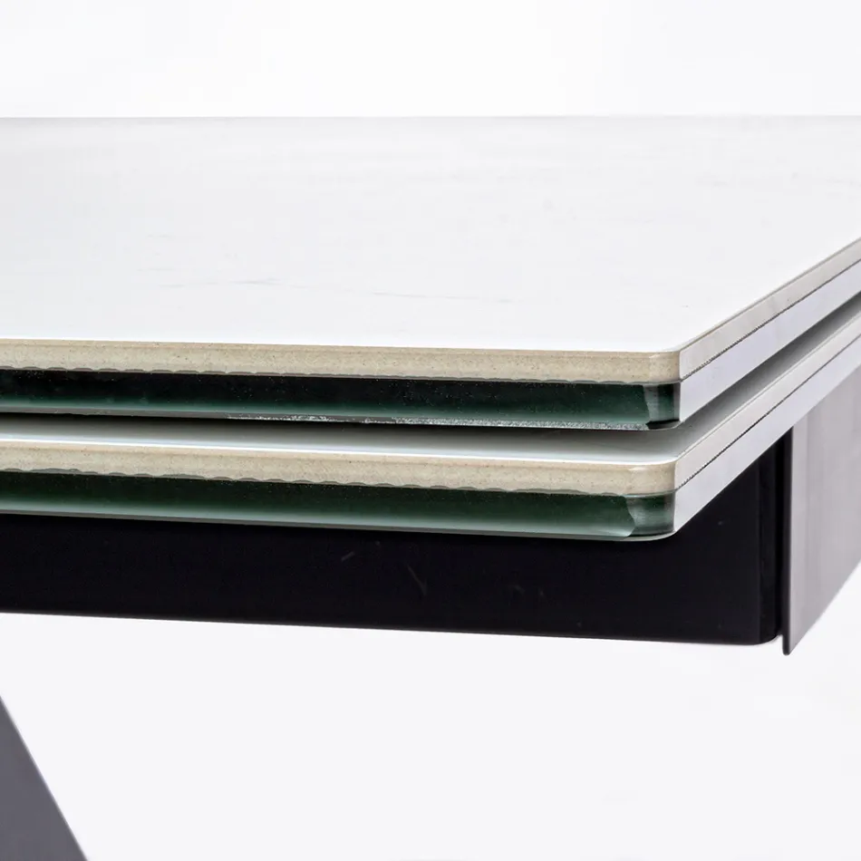 Stół Rozkładany do Jadalni 240 cm Szklano-Ceramiczny Blat - Barone Viadurini