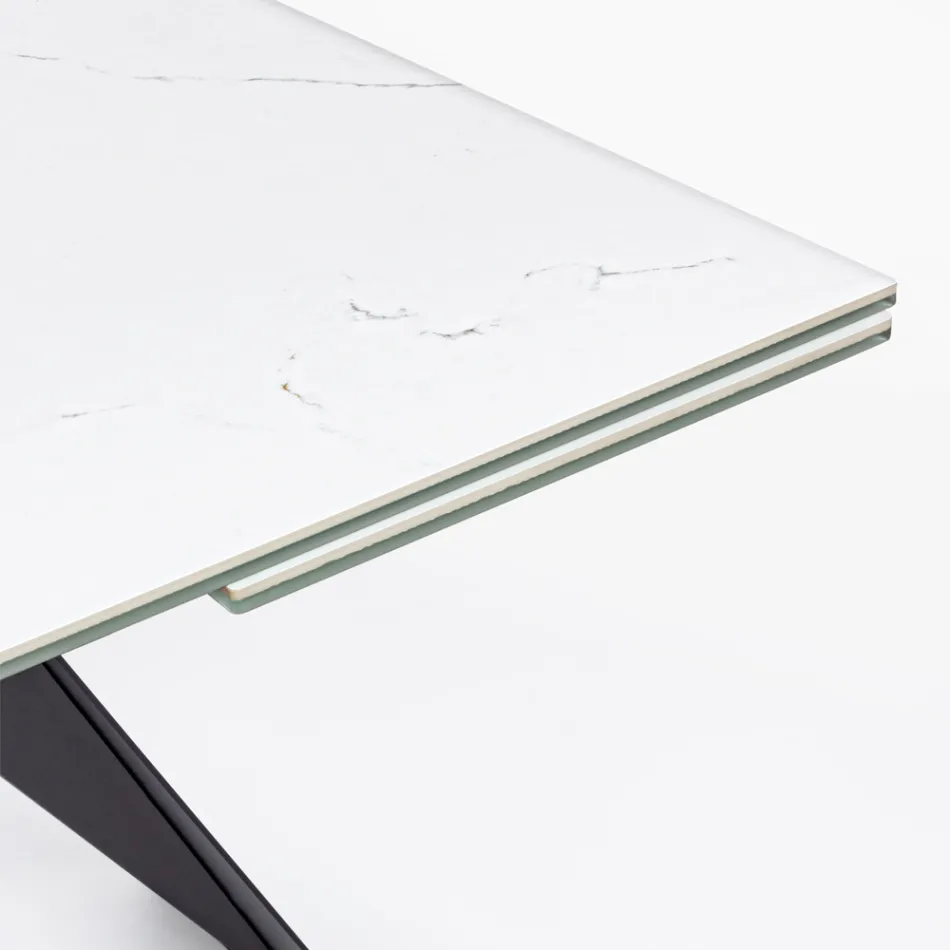 Stół Rozkładany do Jadalni 240 cm Szklano-Ceramiczny Blat - Barone Viadurini