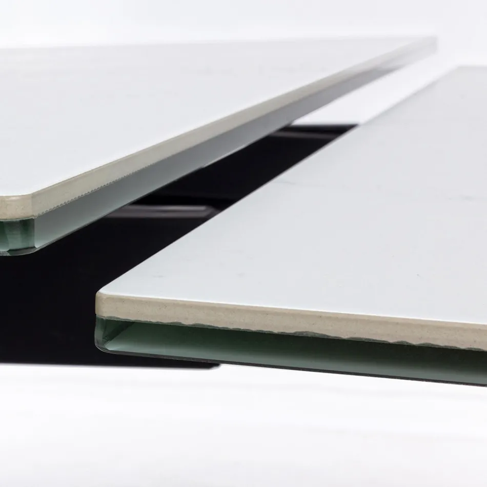 Stół Rozkładany do Jadalni 240 cm Szklano-Ceramiczny Blat - Barone Viadurini