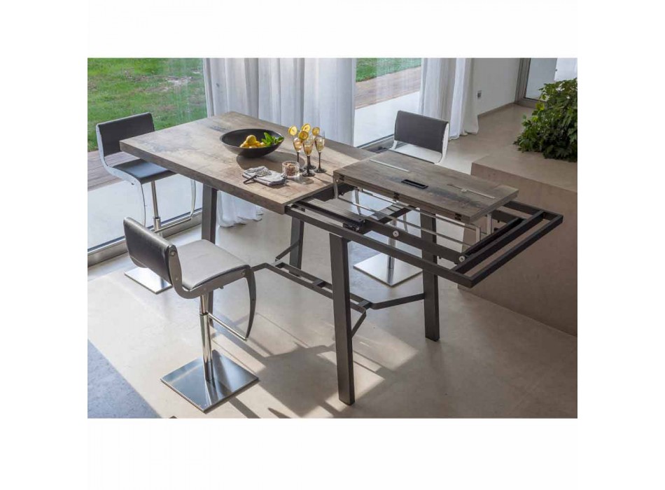 Rozkładany stół do jadalni z drewna i metalu do 280 cm - Gallotto Viadurini