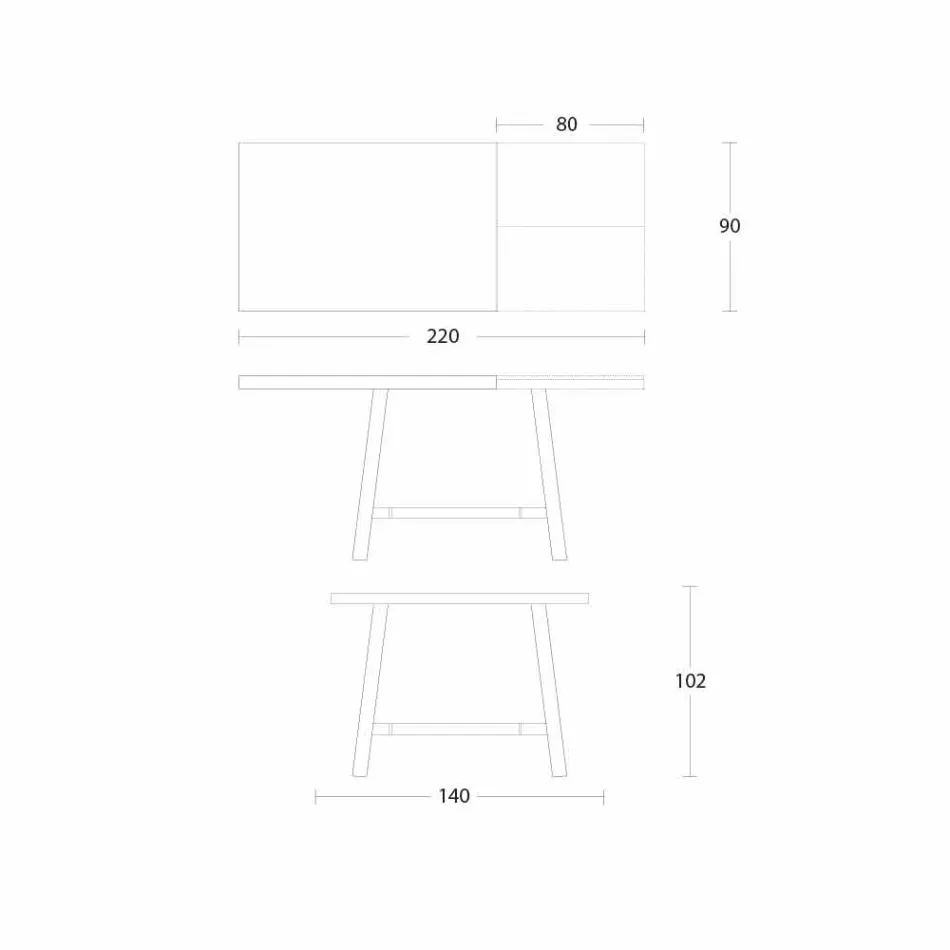 Rozkładany stół do jadalni z drewna i metalu do 280 cm - Gallotto Viadurini