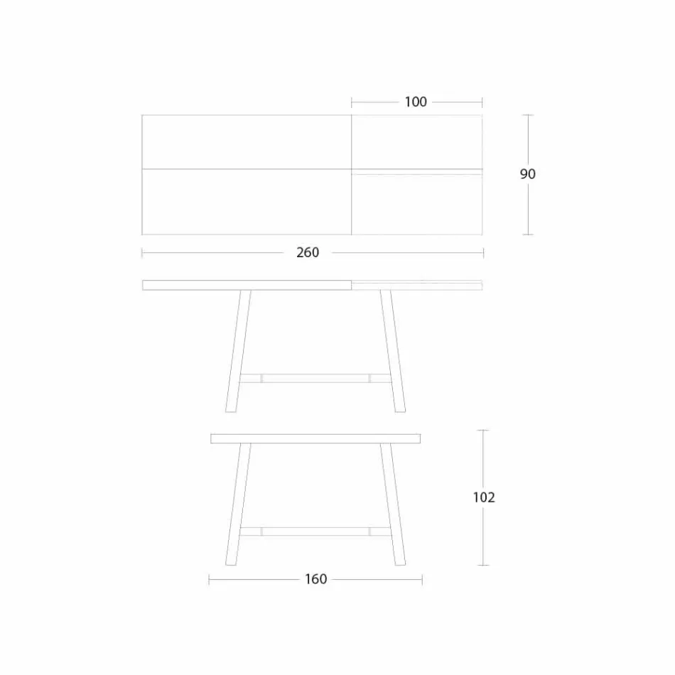 Rozkładany stół do jadalni z drewna i metalu do 280 cm - Gallotto Viadurini