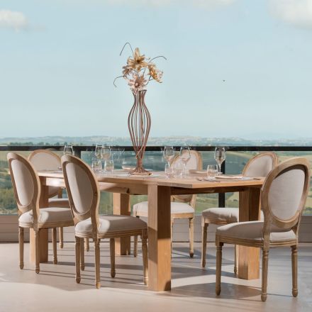 Rozkładany stół do salonu z litego drewna tekowego - Fidia Viadurini