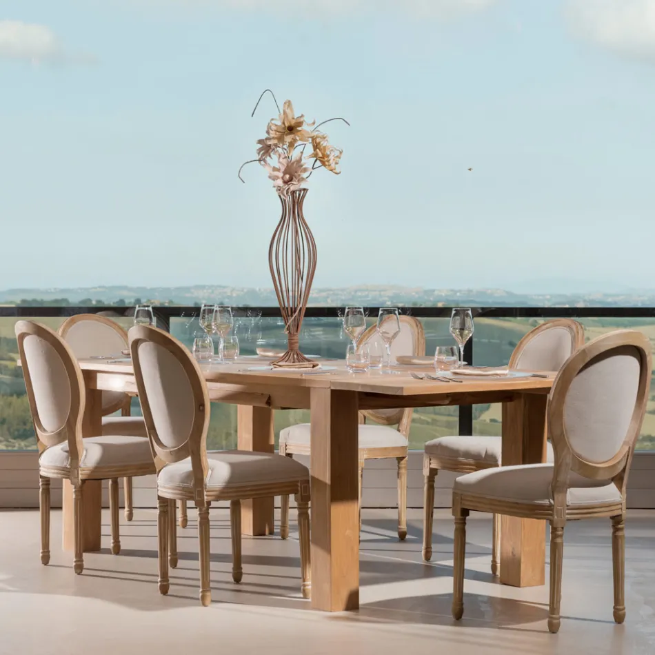 Rozkładany stół do salonu z litego drewna tekowego - Fidia Viadurini