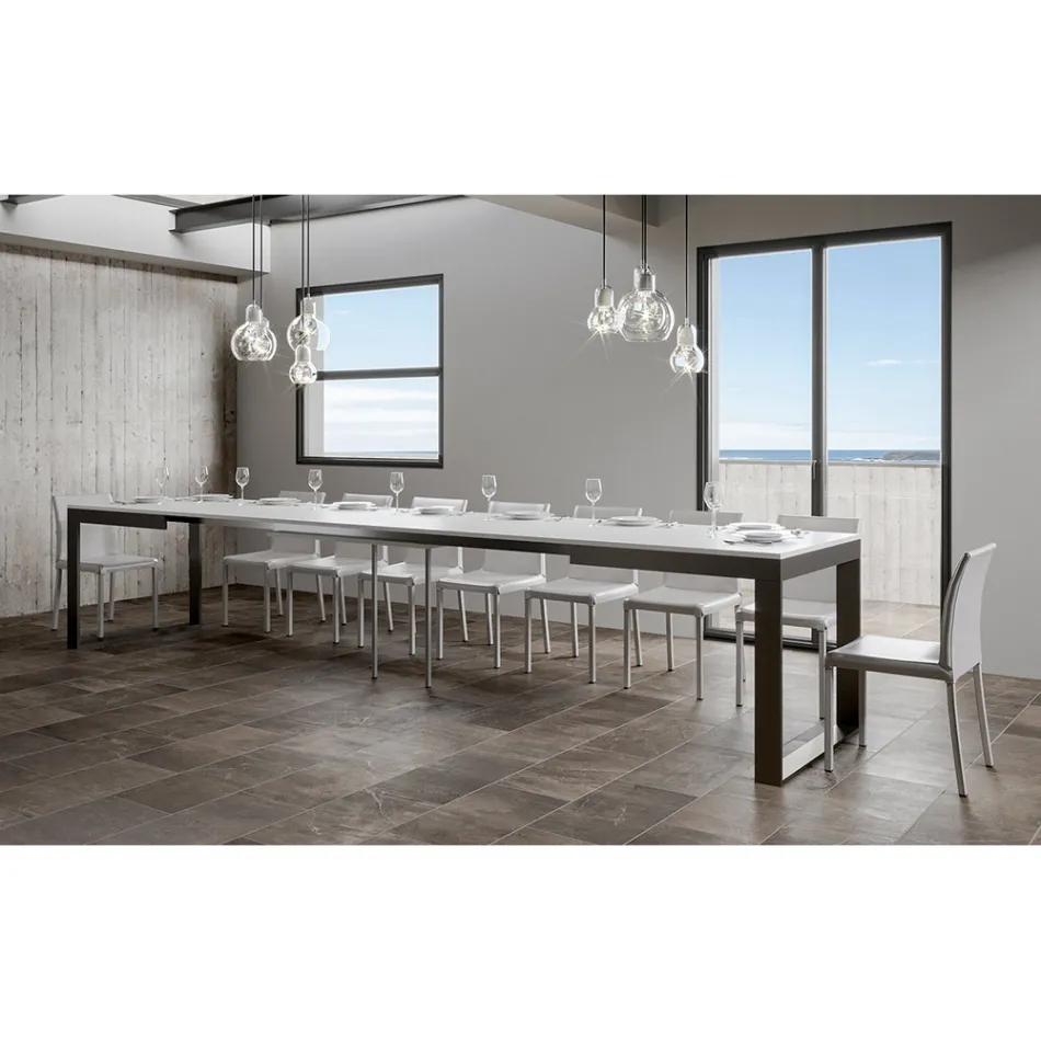 Rozkładany stół o nowoczesnym designie z drewna melaminowego - Badesi Viadurini