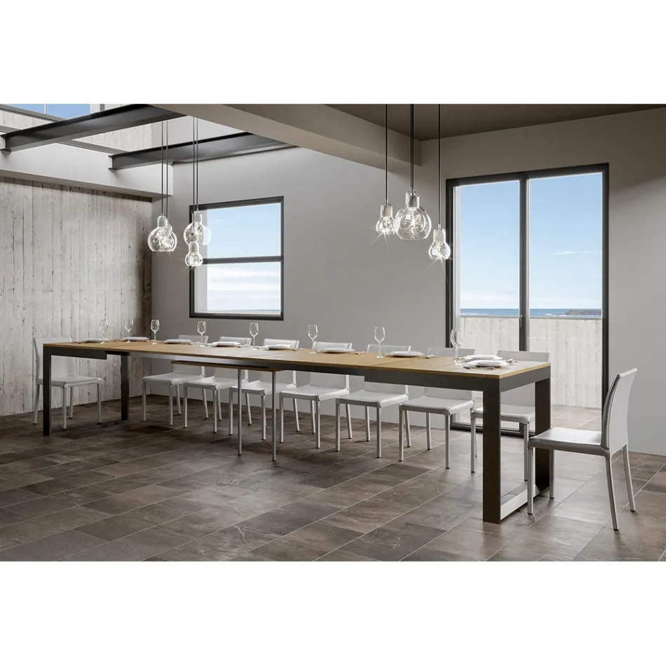 Rozkładany stół o nowoczesnym designie z drewna melaminowego - Badesi Viadurini