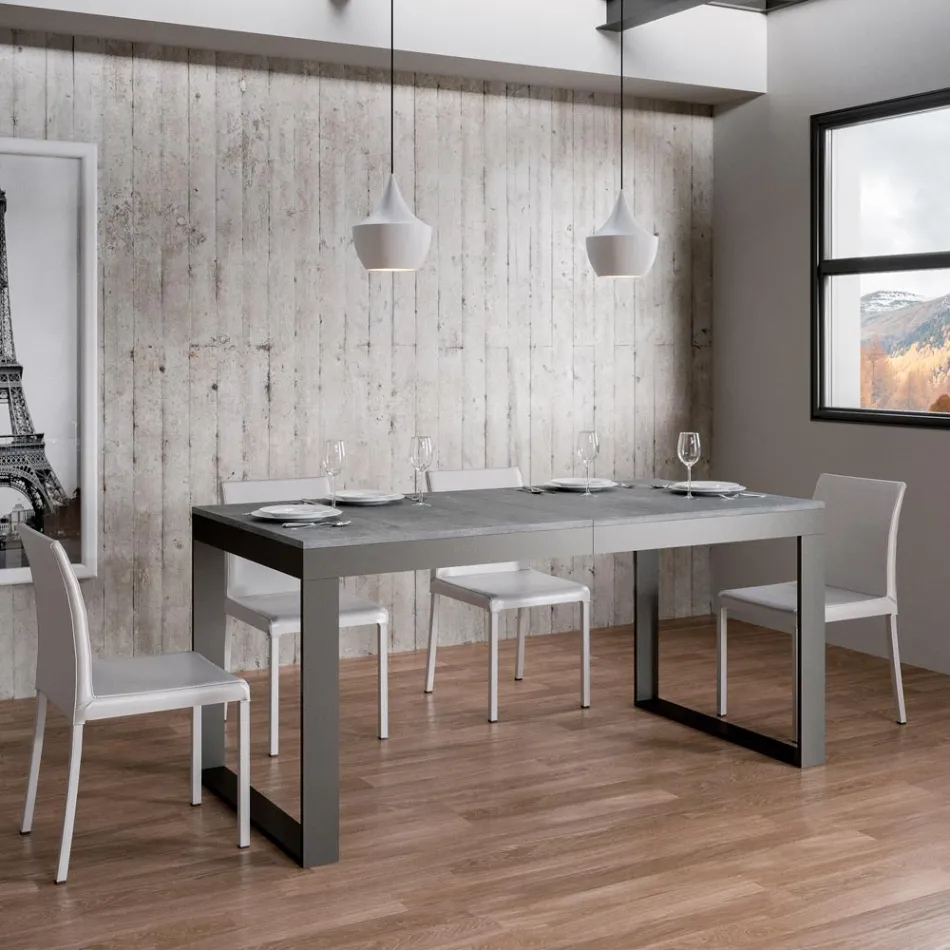 Rozkładany stół o nowoczesnym designie z drewna melaminowego - Badesi Viadurini