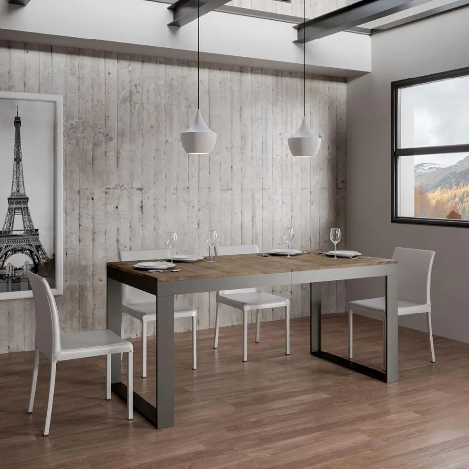 Rozkładany stół o nowoczesnym designie z drewna melaminowego - Badesi Viadurini