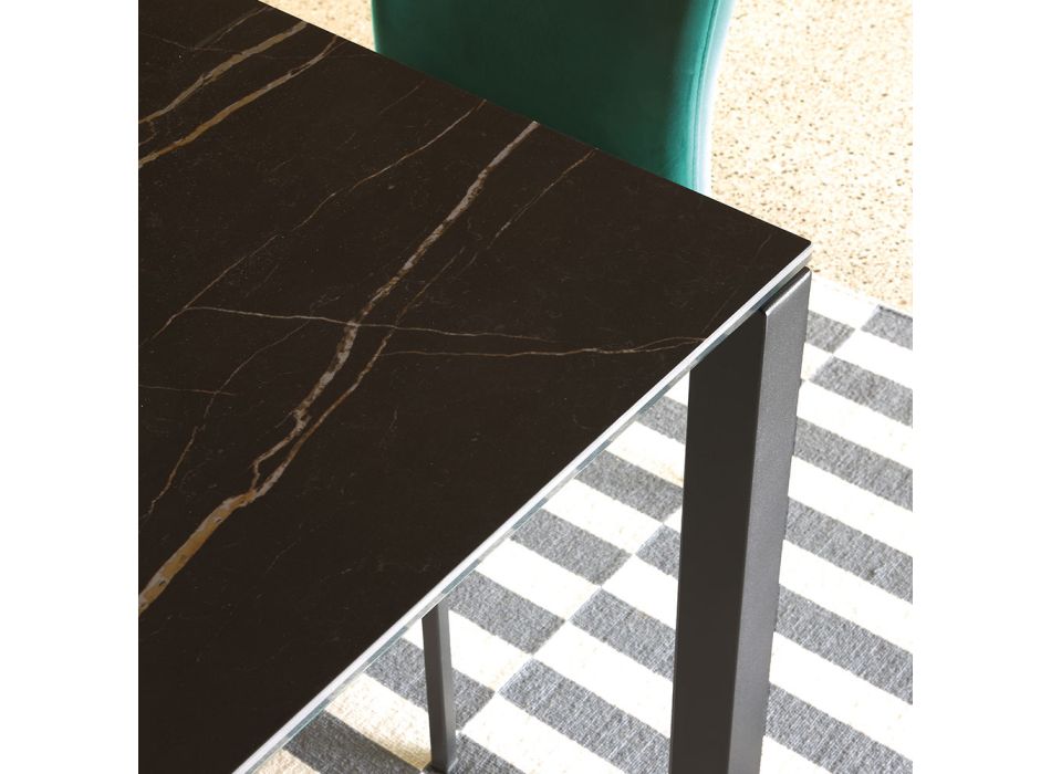 Rozkładany stół do 230 cm w metalowym i ceramicznym blacie - Klaus Viadurini