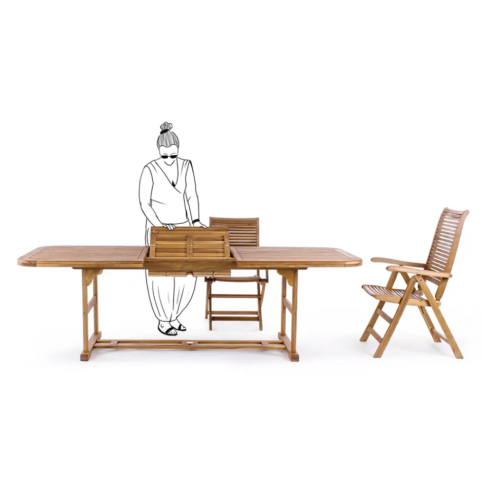 Rozkładany drewniany stół ogrodowy do 240 cm firmy Design - Roxen Viadurini