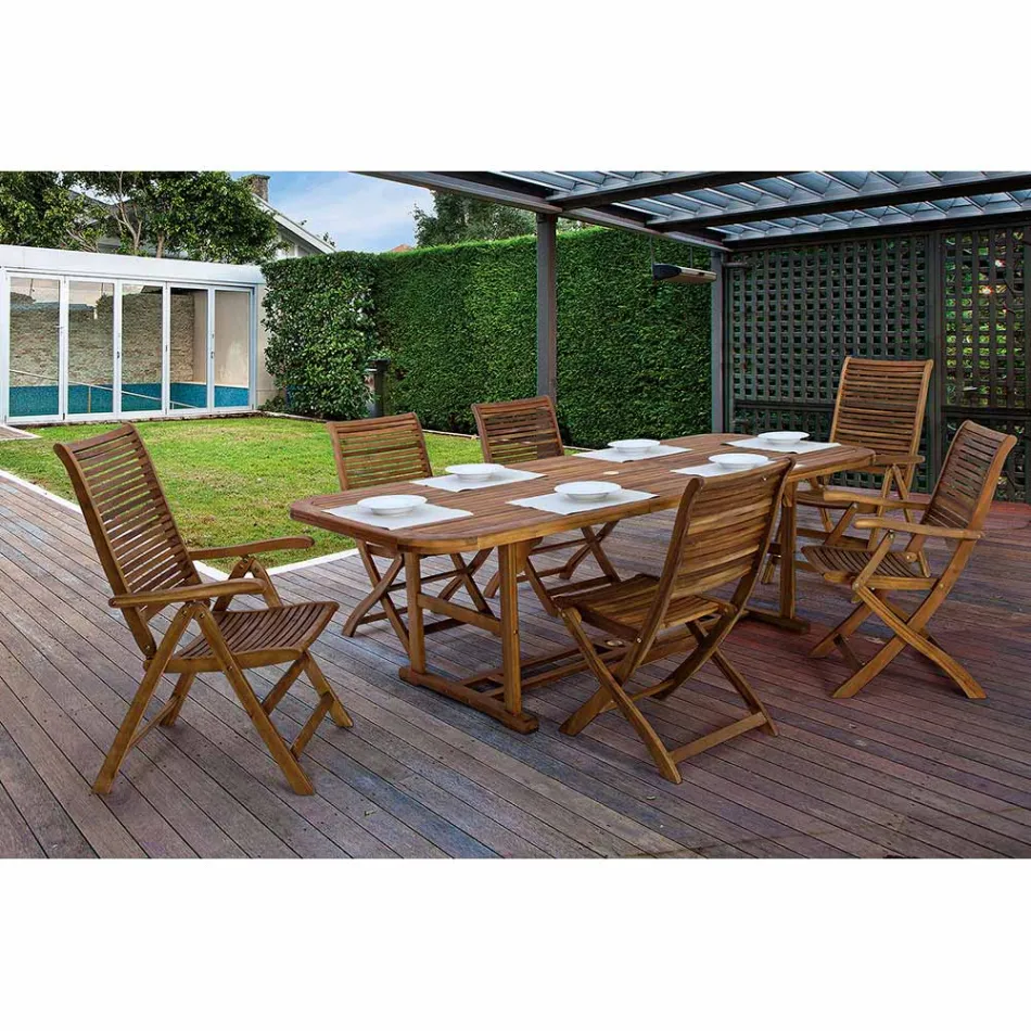 Rozkładany drewniany stół ogrodowy do 240 cm firmy Design - Roxen Viadurini