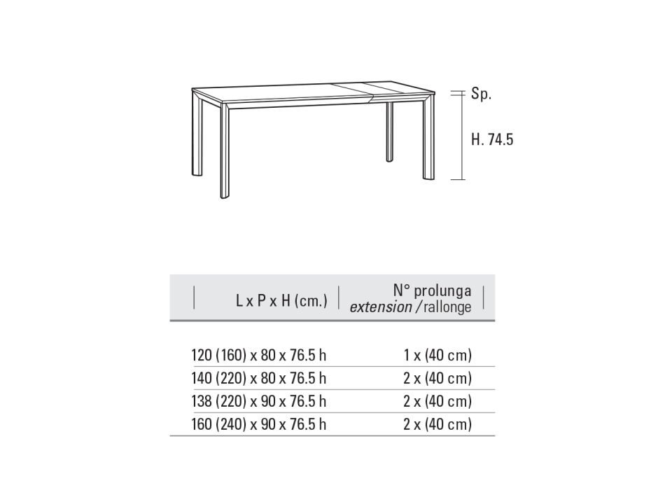 Stół rozkładany do 240 cm z aluminium i Hpl Made in Italy - Filiberto Viadurini