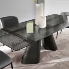 Rozkładany stół do 240 cm z przezroczystego szkła żebrowanego Wyprodukowano we Włoszech - Talete Viadurini