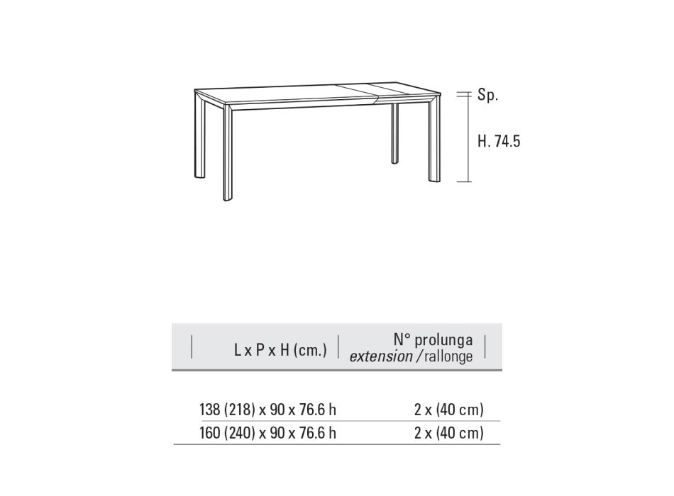Stół rozkładany do 240 cm Blat z laminatu Made in Italy - Filiberto Viadurini