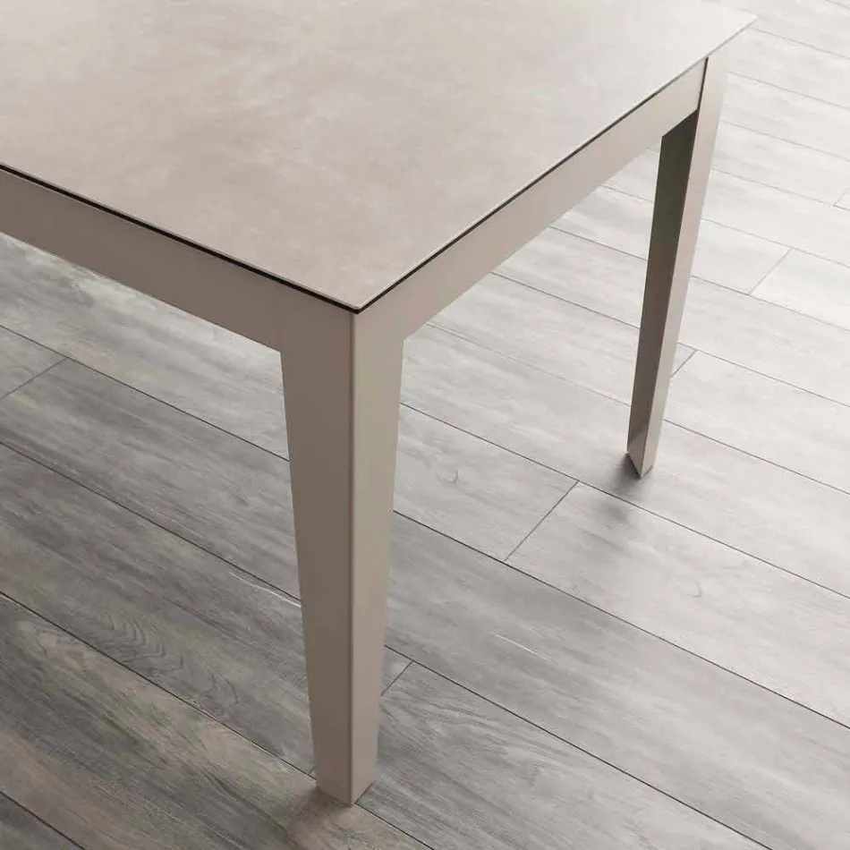 Stół rozkładany Cagliari do 380 cm ze szkła ceramicznego i metalu Viadurini