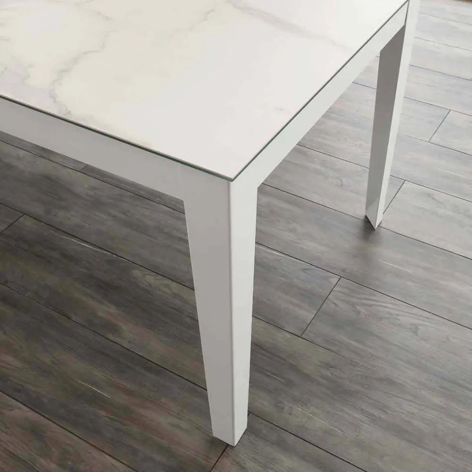 Stół rozkładany Cagliari do 380 cm ze szkła ceramicznego i metalu Viadurini