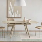 Stół rozkładany do 180 cm z kamienia imitującego marmur i metalu - Numa Viadurini