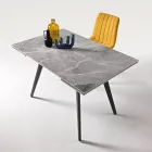 Stół rozkładany do 180 cm z kamienia imitującego marmur i metalu - Numa Viadurini