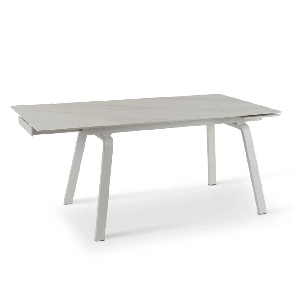 Stół rozkładany do 200 cm z kamienia spiekanego z efektem marmuru - ananas Viadurini