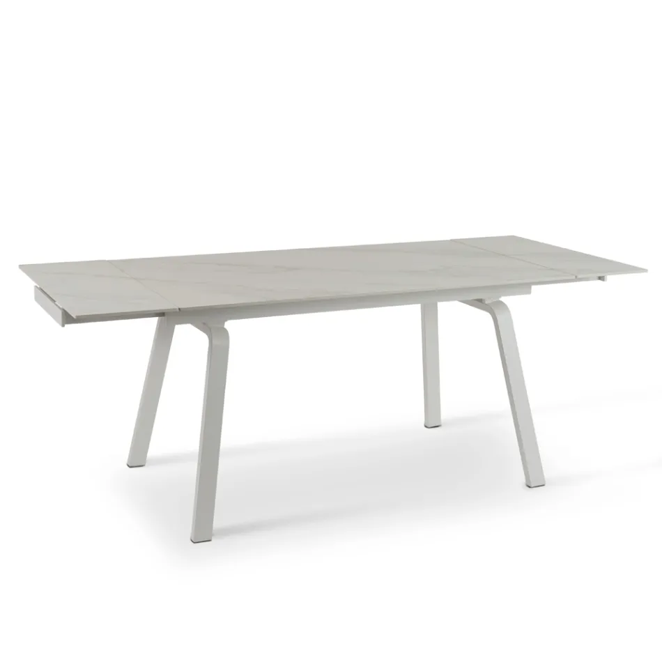 Stół rozkładany do 200 cm z kamienia spiekanego z efektem marmuru - ananas Viadurini