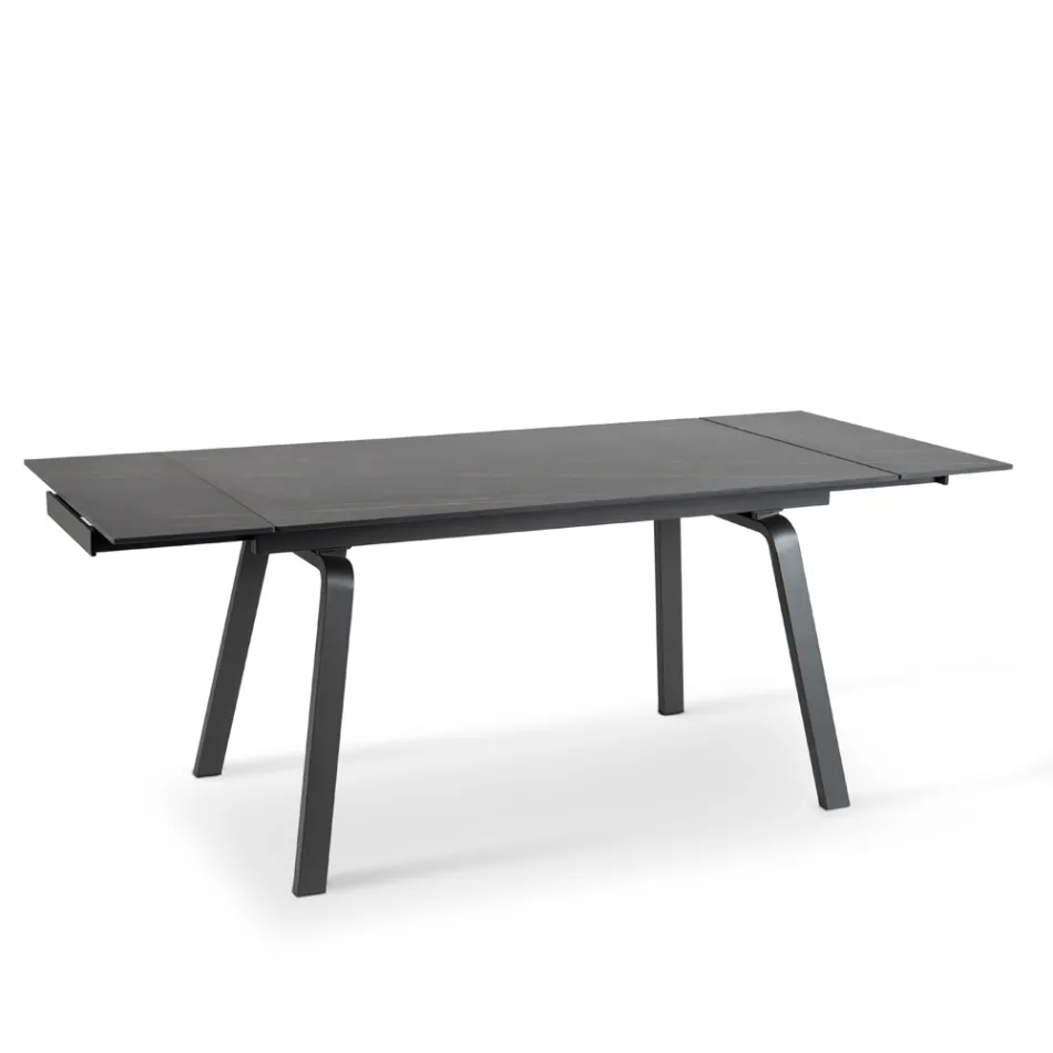 Stół rozkładany do 200 cm z kamienia spiekanego z efektem marmuru - ananas Viadurini