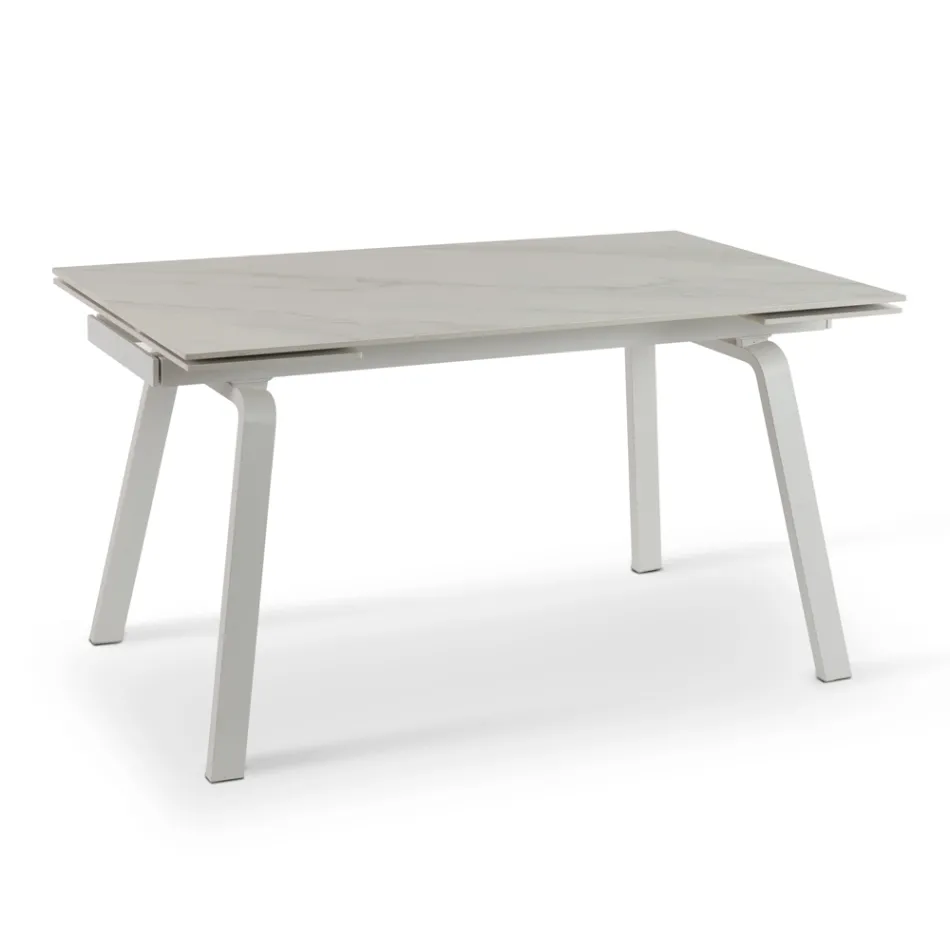 Stół rozkładany do 200 cm z kamienia spiekanego z efektem marmuru - ananas Viadurini