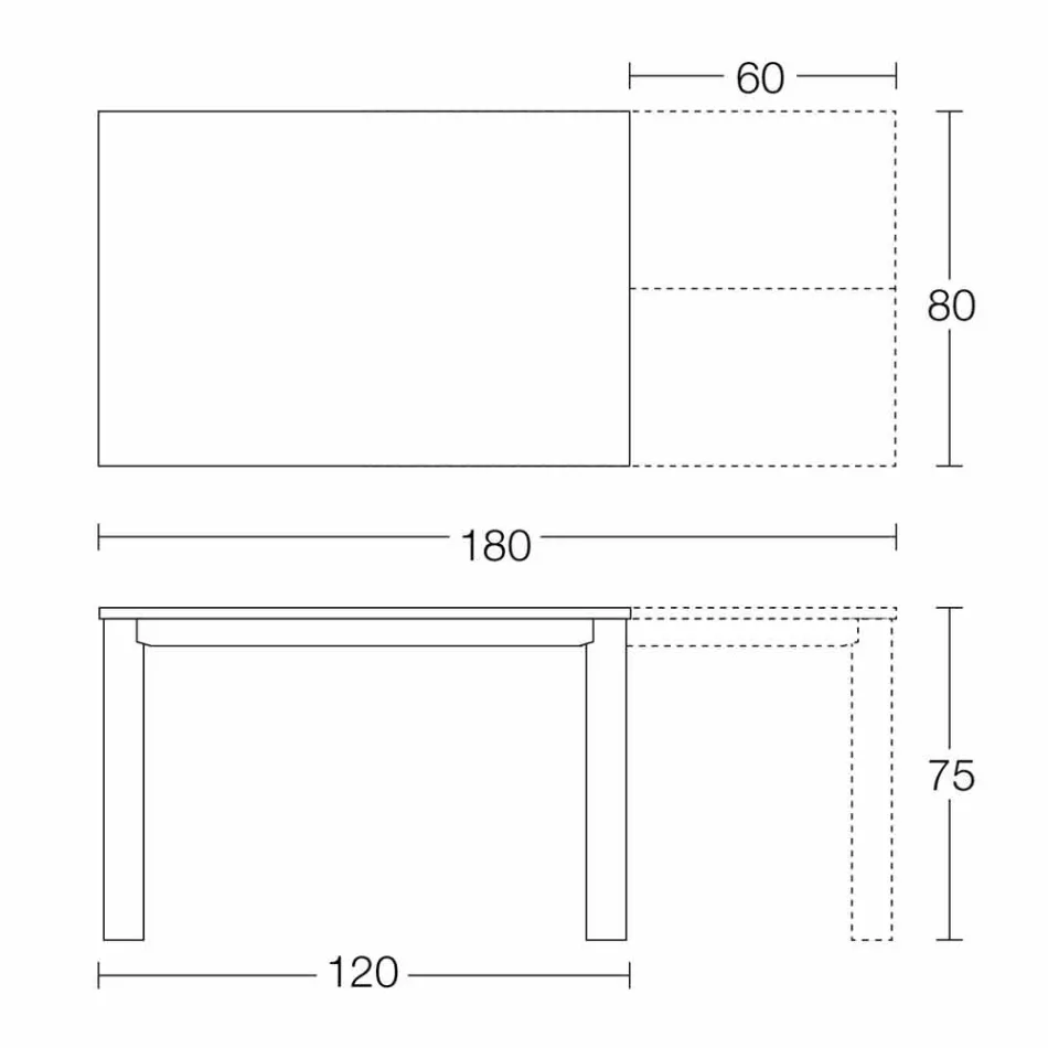 Wysuwany stół do 250 cm ze szklanym blatem Made in Italy - Pitagora Viadurini