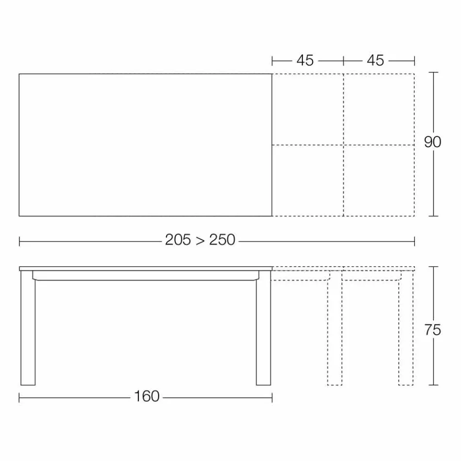 Wysuwany stół do 250 cm ze szklanym blatem Made in Italy - Pitagora Viadurini