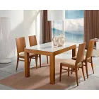 Rozkładany stół do 270 cm ze szkła i drewna jesionowego Made in Italy - Homer Viadurini