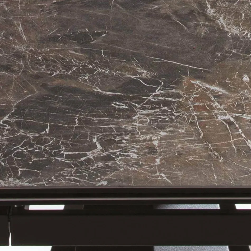 Rozkładany stół do 280 cm ze stali i matowego szkła ceramicznego - Viterbo Viadurini