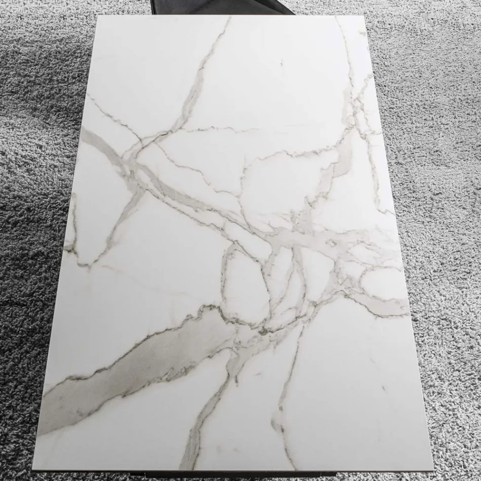 Rozkładany stół do 280 cm ze stali i matowego szkła ceramicznego - Viterbo Viadurini