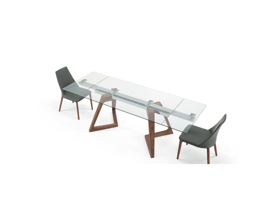 Stół rozkładany do 280 cm ze szkła i forniru – Eugrafo Viadurini