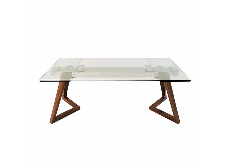 Stół rozkładany do 280 cm ze szkła i forniru – Eugrafo Viadurini