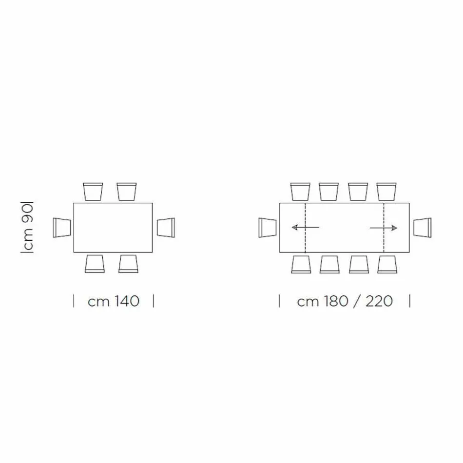 Rozkładany stół do 300 cm z Fenix i stali Made in Italy - Settimmio Viadurini